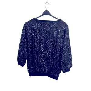 Zara knits Black Sequin Pullover Sweater M Holiday